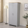 Wooden Grey 2 Doors Wardrobe with Hanging Rail Chest Clothes Storage Unit for Modern,BedRoom Choice,79x49.5x180cm(WxDxH) - Furniture Hmd