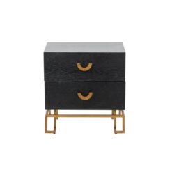 Wooden/Metal 2 Drawer Bedside Table