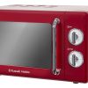 Russell Hobbs RHRETMM705R-N 17 L 700 W Red Compact Retro Solo Manual Microwave with 5 Power Levels, Timer, Defrost Setting, Easy Clean