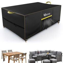 Zenmos Garden Furniture Covers Outdoor Waterproof with Air Vent, 420D Heavy Duty Oxford Fabric, for Patio Table, Chair, Rattan Sofa, Garden, Rectangular 200 * 160 * 74