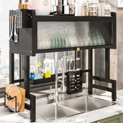 Over The Sink Dish Drying Rack, Large Capacity Carbon Steel Dish Rack - Multifunctional Kitchen Organizers for a Tidy Kitchen